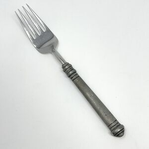 Pottery Barn 70% PEWTER Banded Handle & 18/8 Stainless Dinner Fork 8”